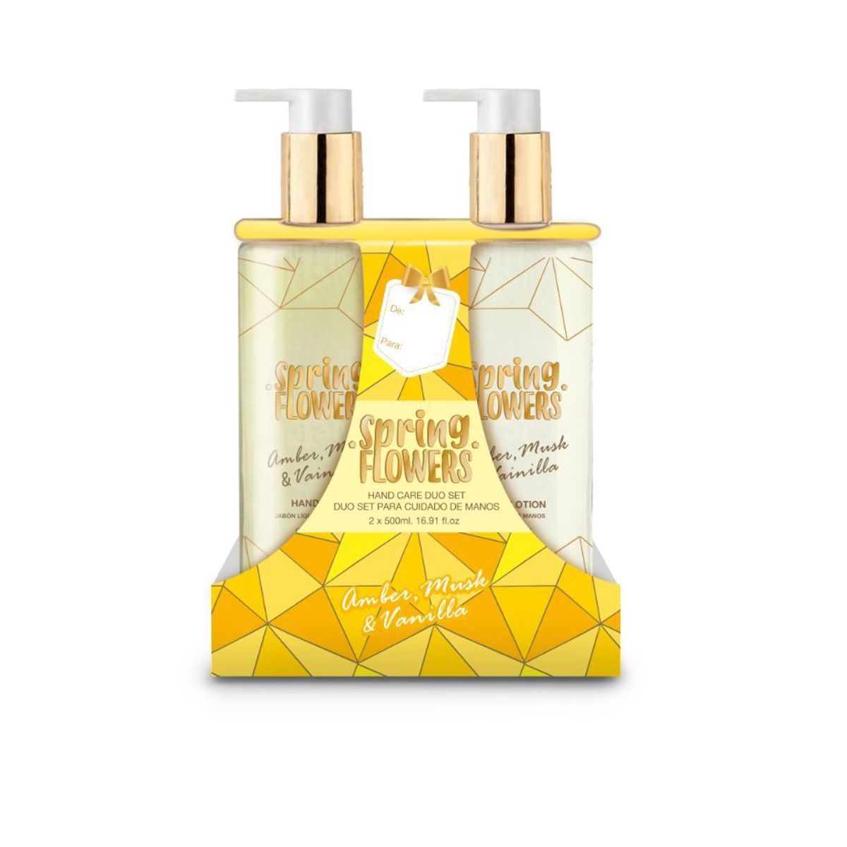 SPRING FLOWERS - Set Loción de Manos 500 mL + Jabón Líquido de Manos 500 mL Spring Amber