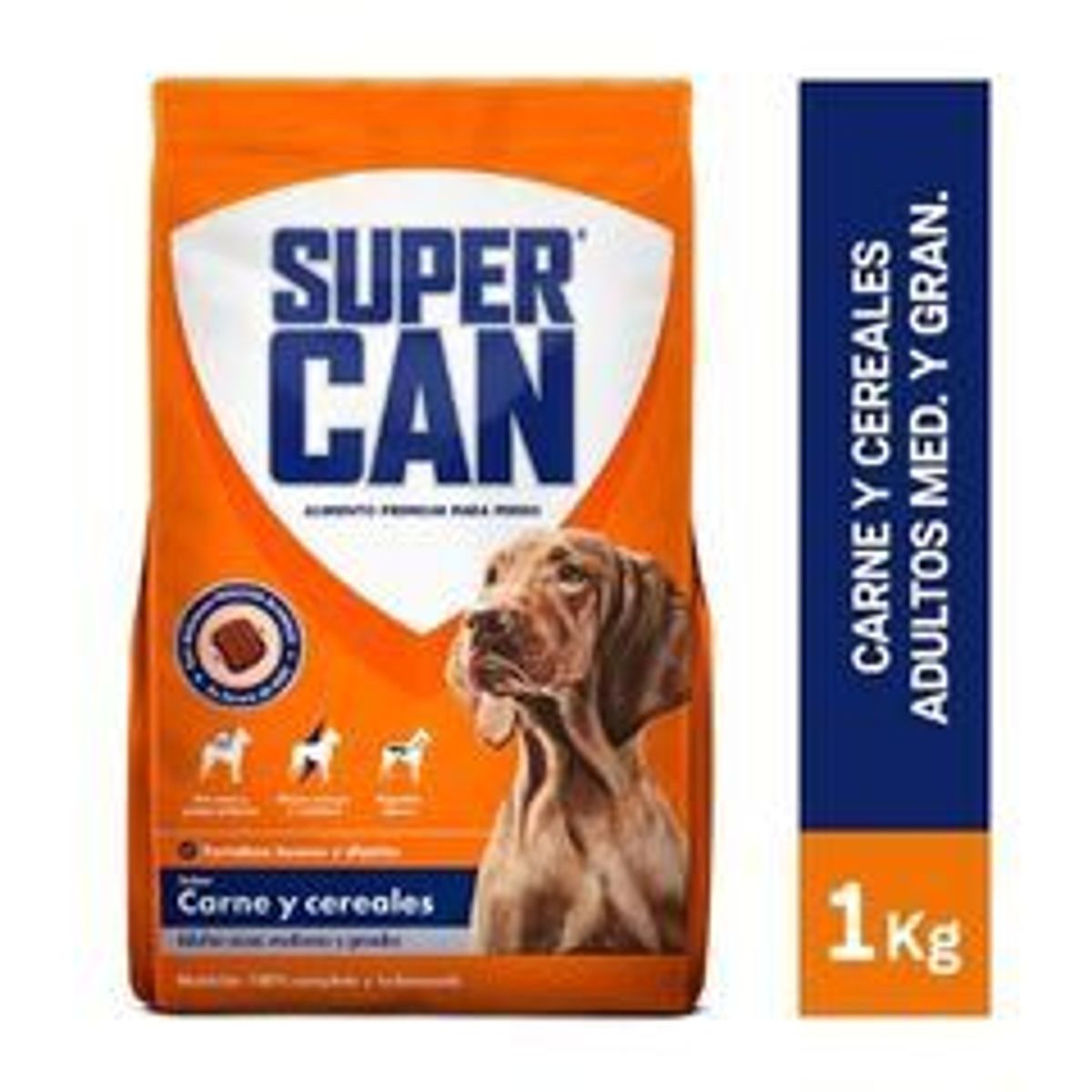 SUPERCAN - Alimento Seco Perros Adultos Medianos Supercan Carne y Cereal Bolsa 1 Kg
