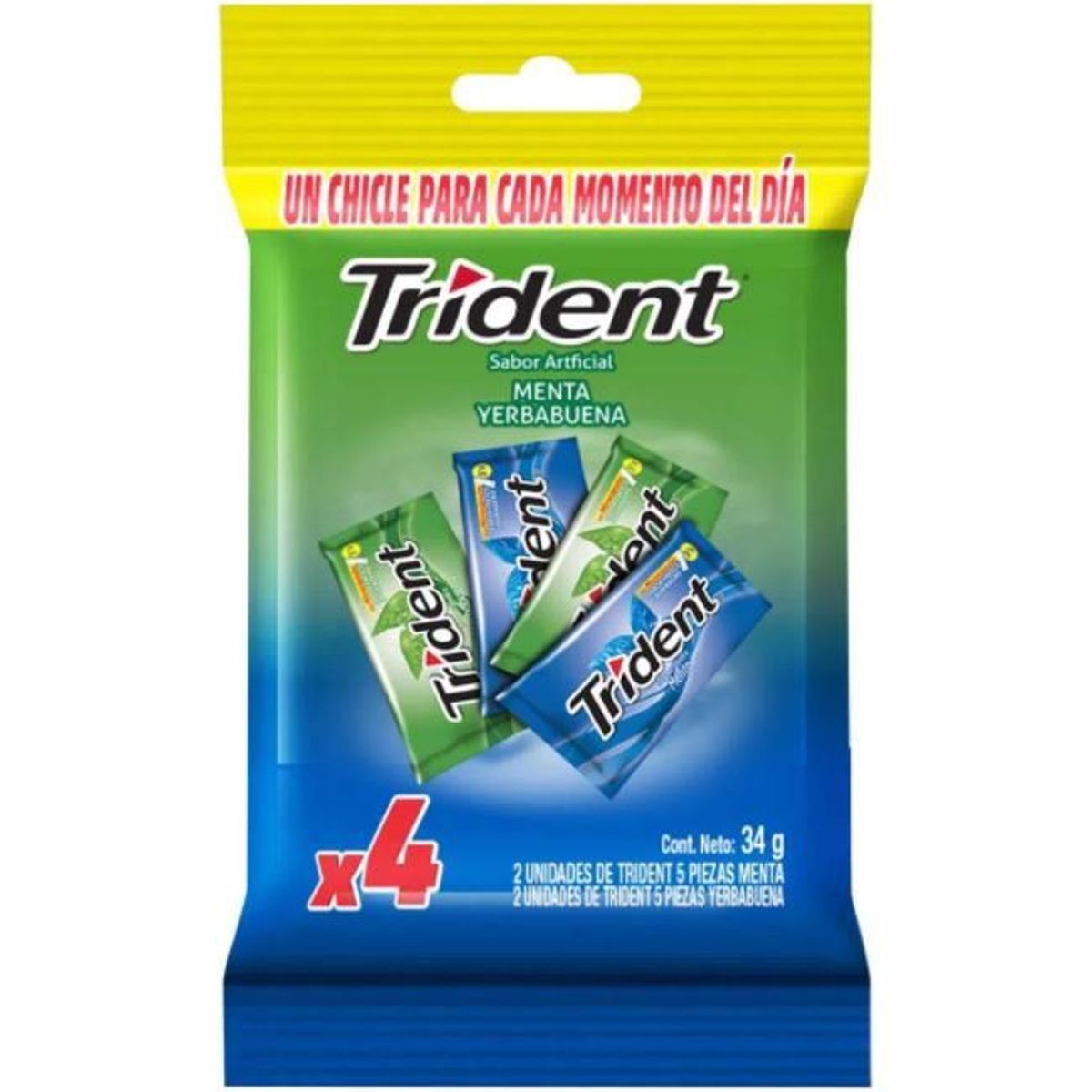 TRIDENT - 4pack Trident Menta y Yerbabuena 34g