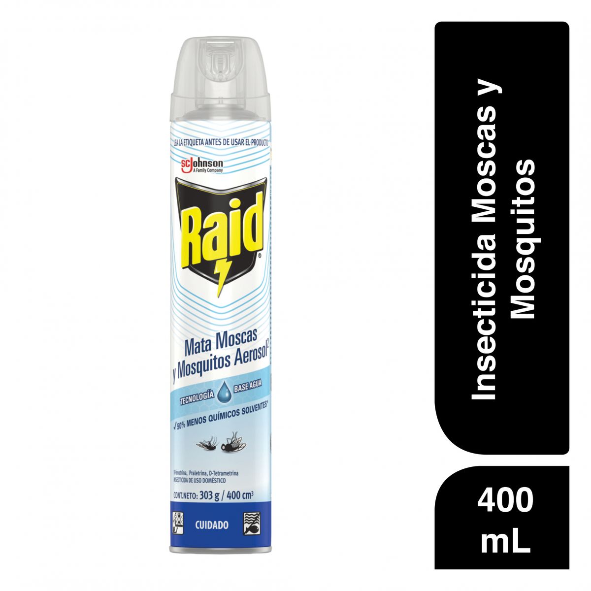 RAID - Insecticida en Spray Base Agua Raid Mata Moscas Envase 400 mL