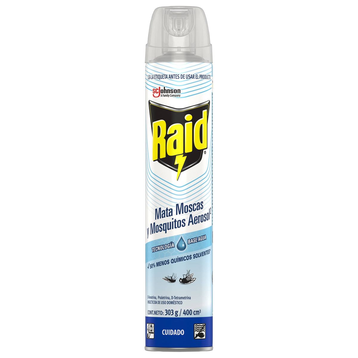 RAID - Insecticida en Spray Base Agua Raid Mata Moscas Envase 400 mL