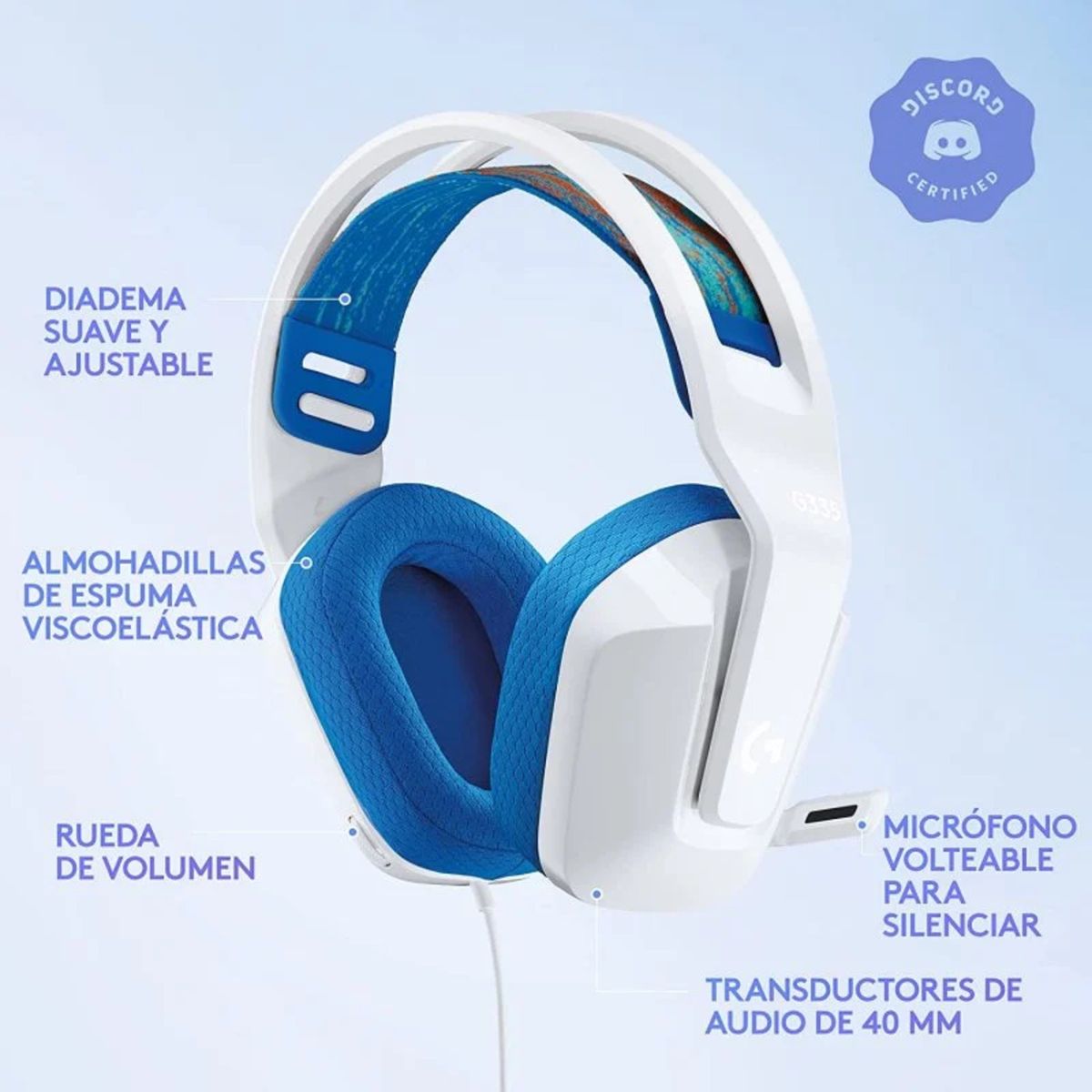 LOGITECH - Audífono con Micrófono Logitech G335 White