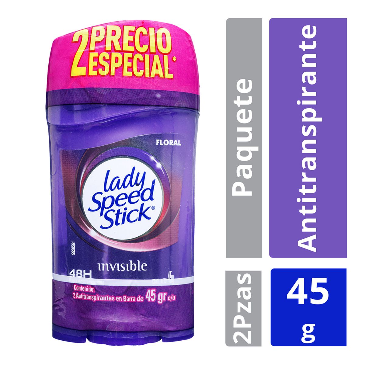 LADY SPEED STICK - Antitranspirante en Barra Lady Speed Stick Invisible Floral Empaque 2 Und