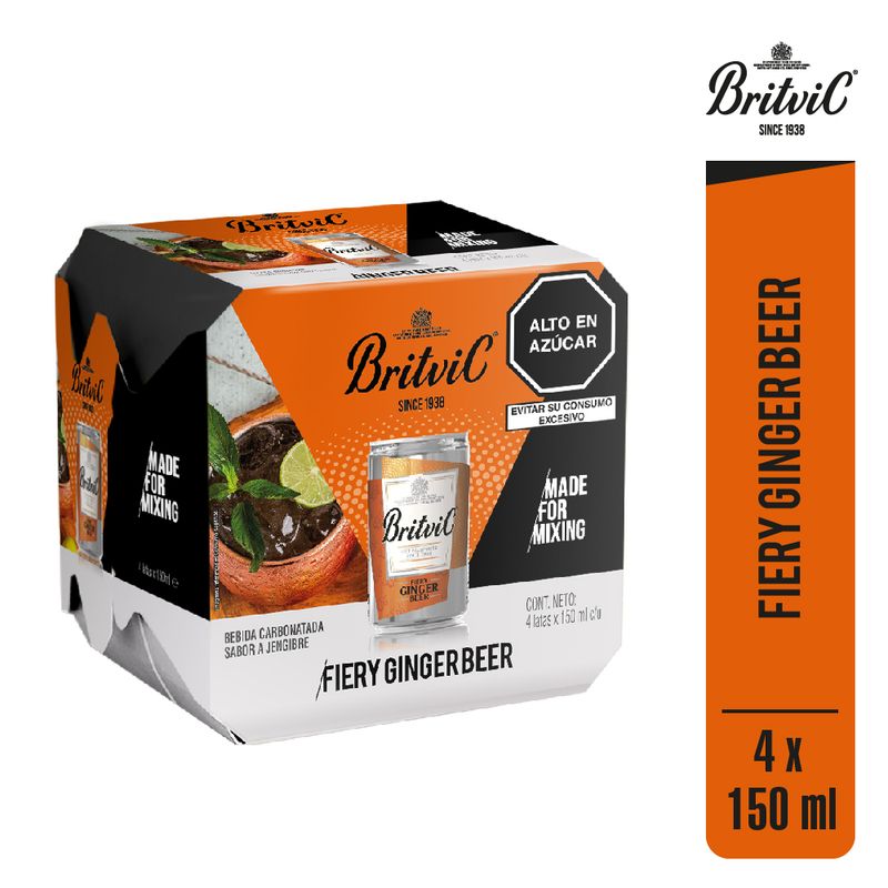  - Ginger Beer Britvic Pack 4 Latas 150 mL