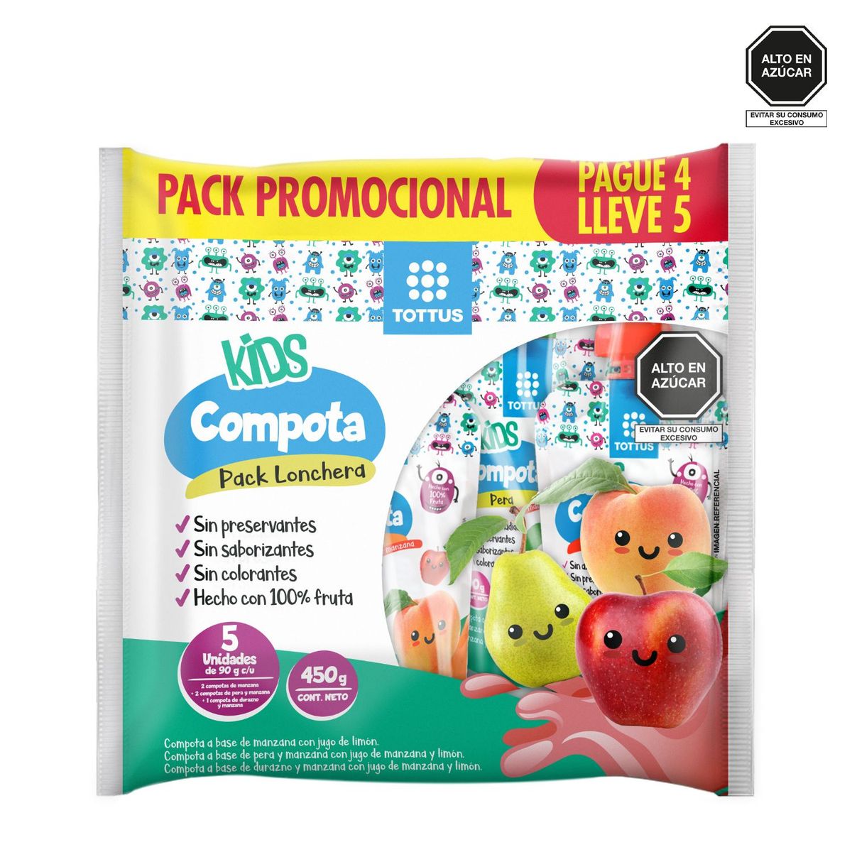 TOTTUS KIDS - Compotas Surtidas Tottus Kids Empaque 5 Und