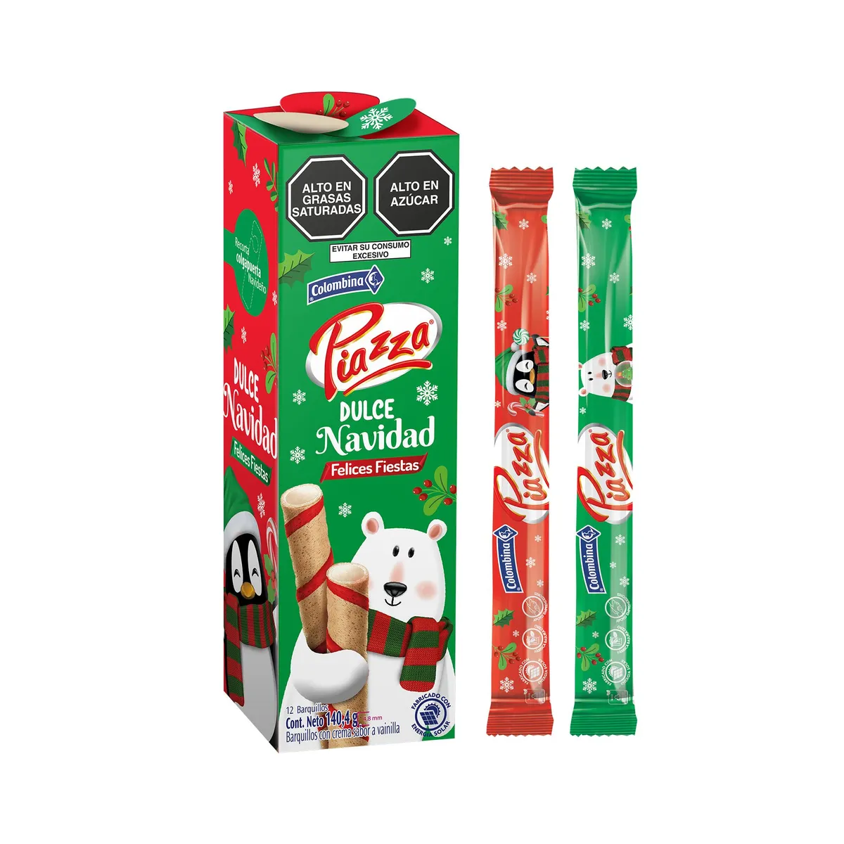 PIAZZA - Barquillo Piazza Vainilla Navidad Caja 140.4 g