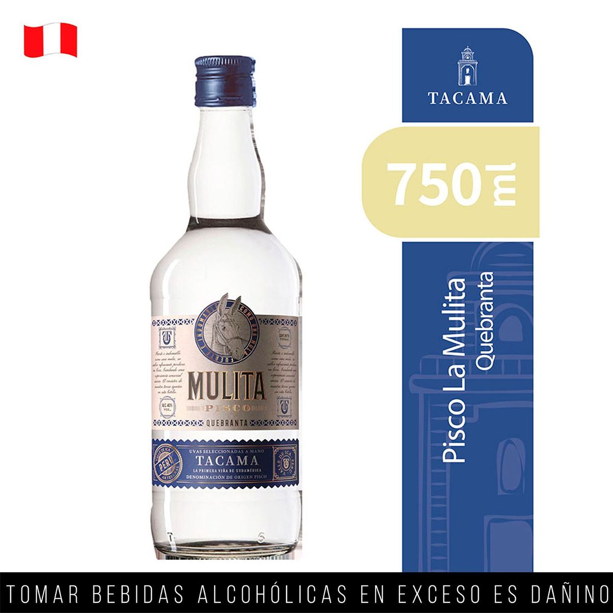 TACAMA - Pisco Quebranta Tacama Mulita Botella 750 mL