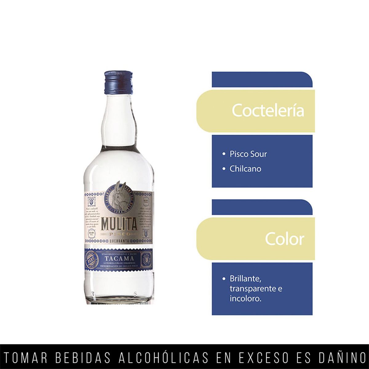 TACAMA - Pisco Quebranta Tacama Mulita Botella 750 mL