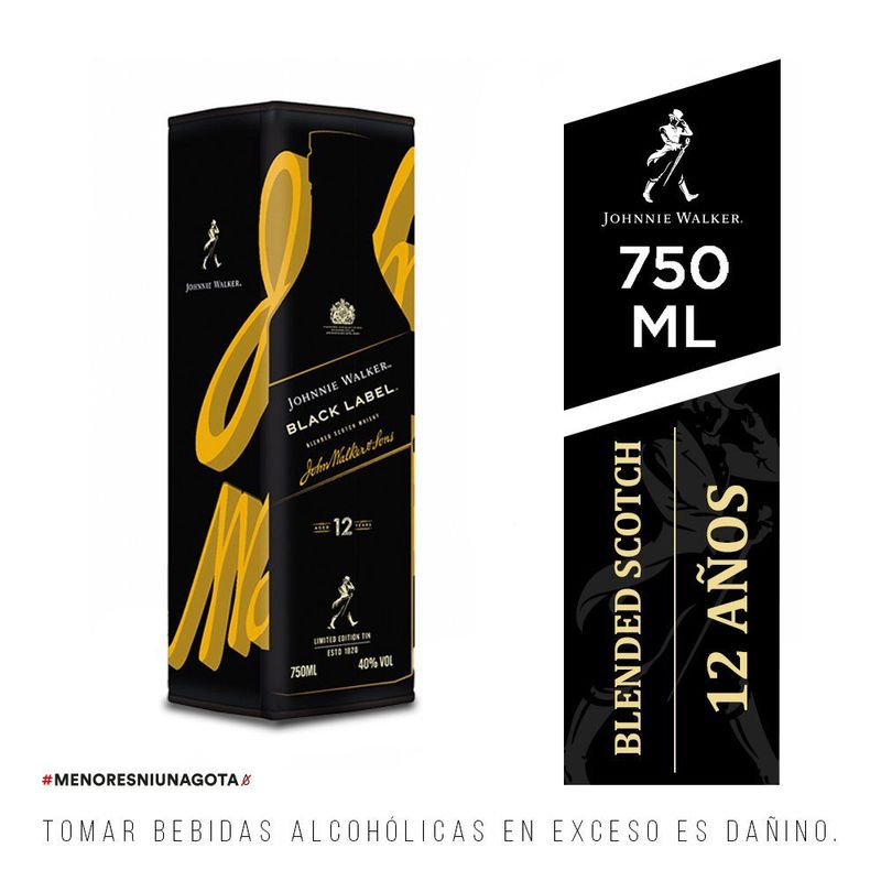 JOHNNIE WALKER - WHISKY JOHNNIE WALKER BLACK LABEL LATA 750