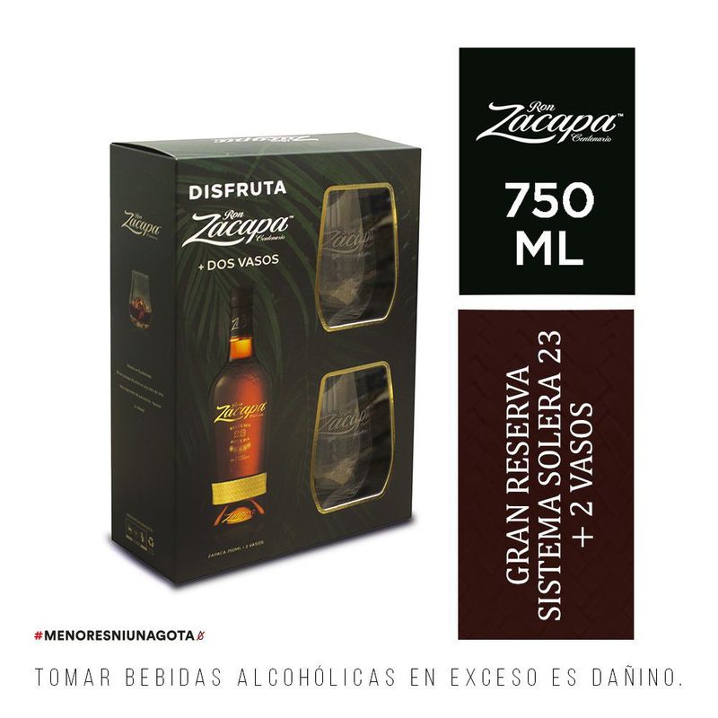 ZACAPA - Ron Zacapa 23 Años 750 mL + 2 Vasos