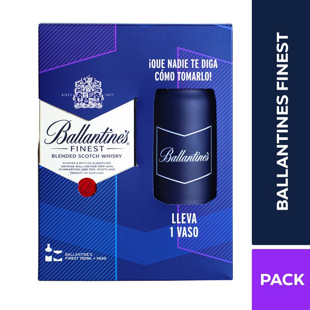 BALLANTINES - Whisky Ballantines Finest 750 mL + Vaso
