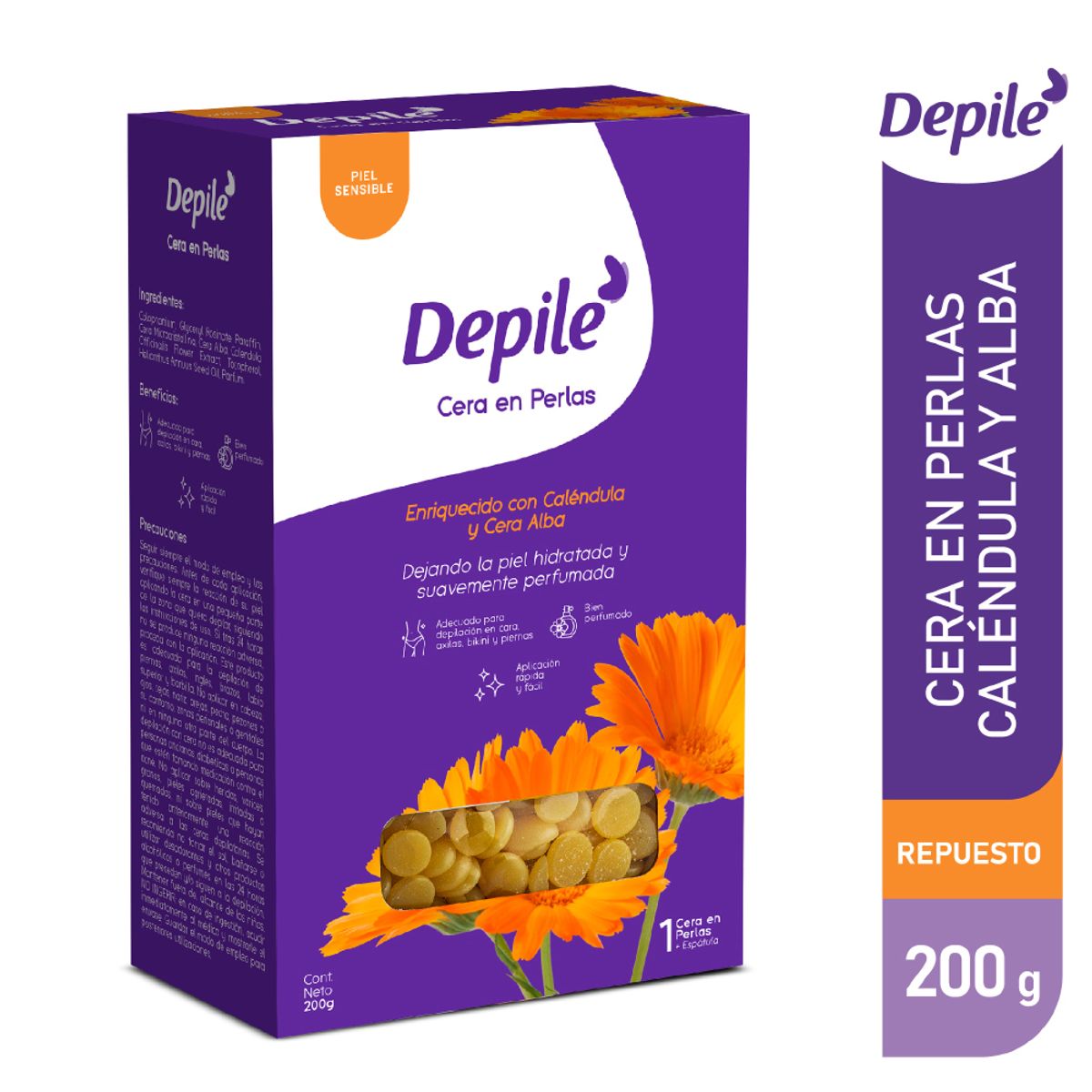 DEPILE - Cera Depiladora Depile Perlas Caléndula Caja 200 g