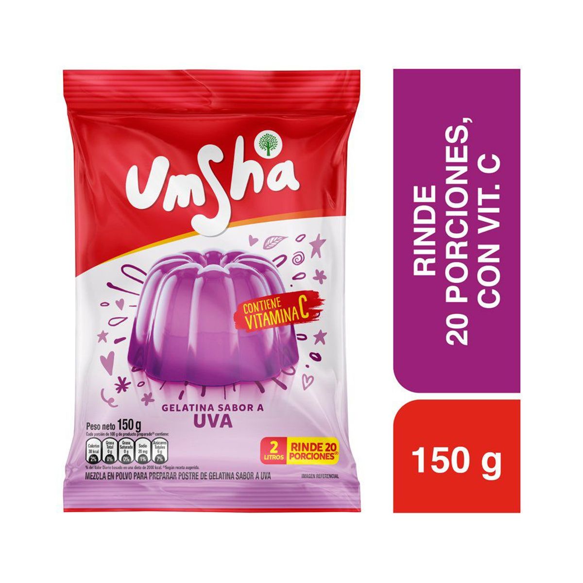 UMSHA - MEZCLA POLVO UMSHA GELATINA UVA BOLSA X 150G