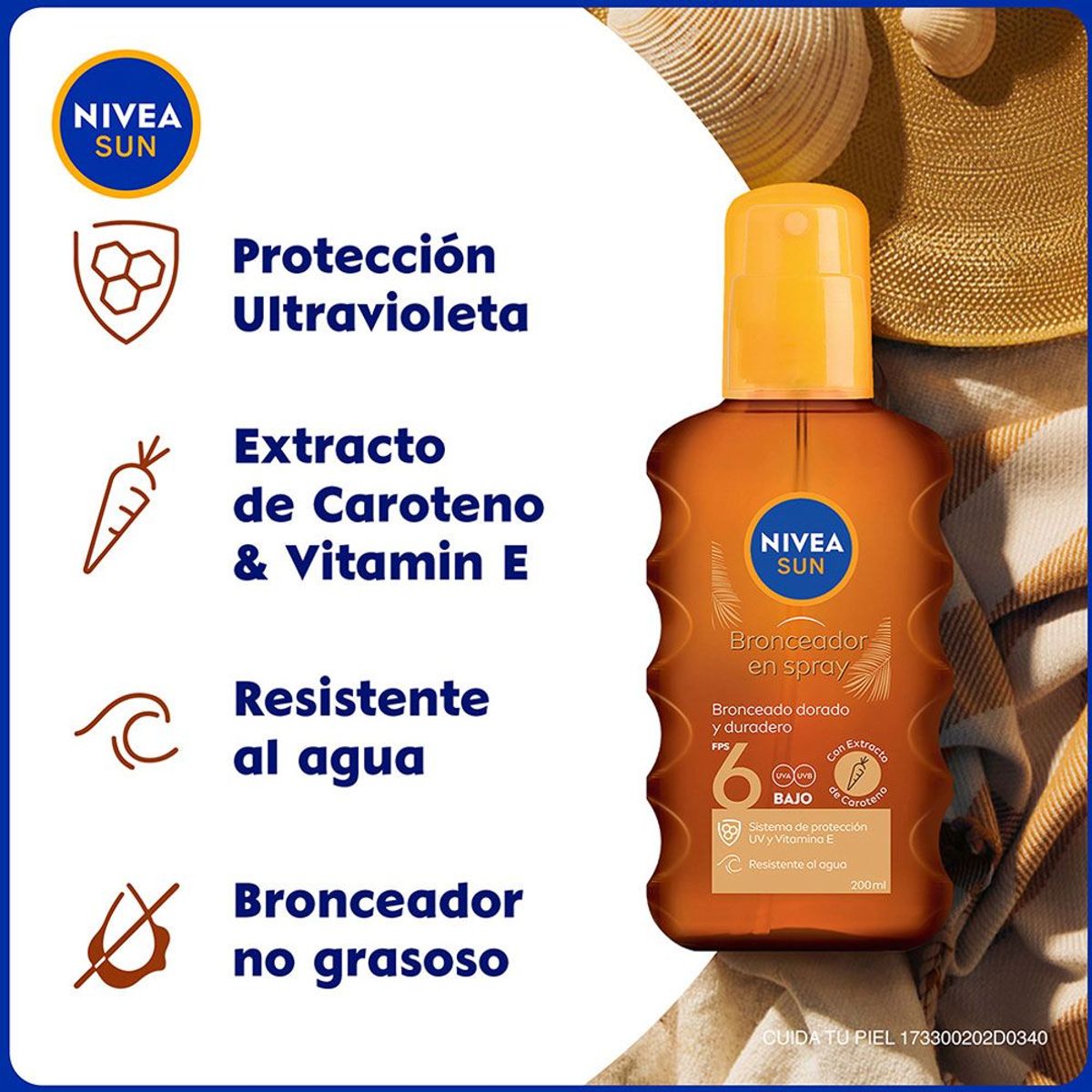 NIVEA - Aceite Bronceador Nivea Zanahoria FPS6 Envase 200 mL