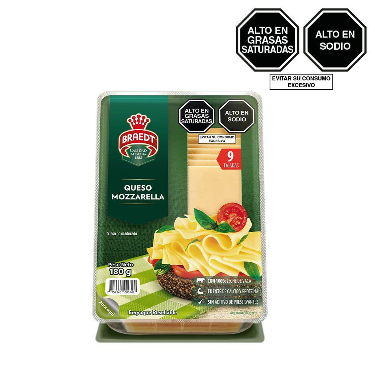 BRAEDT - Queso Mozzarella Braedt Empaque 180 g