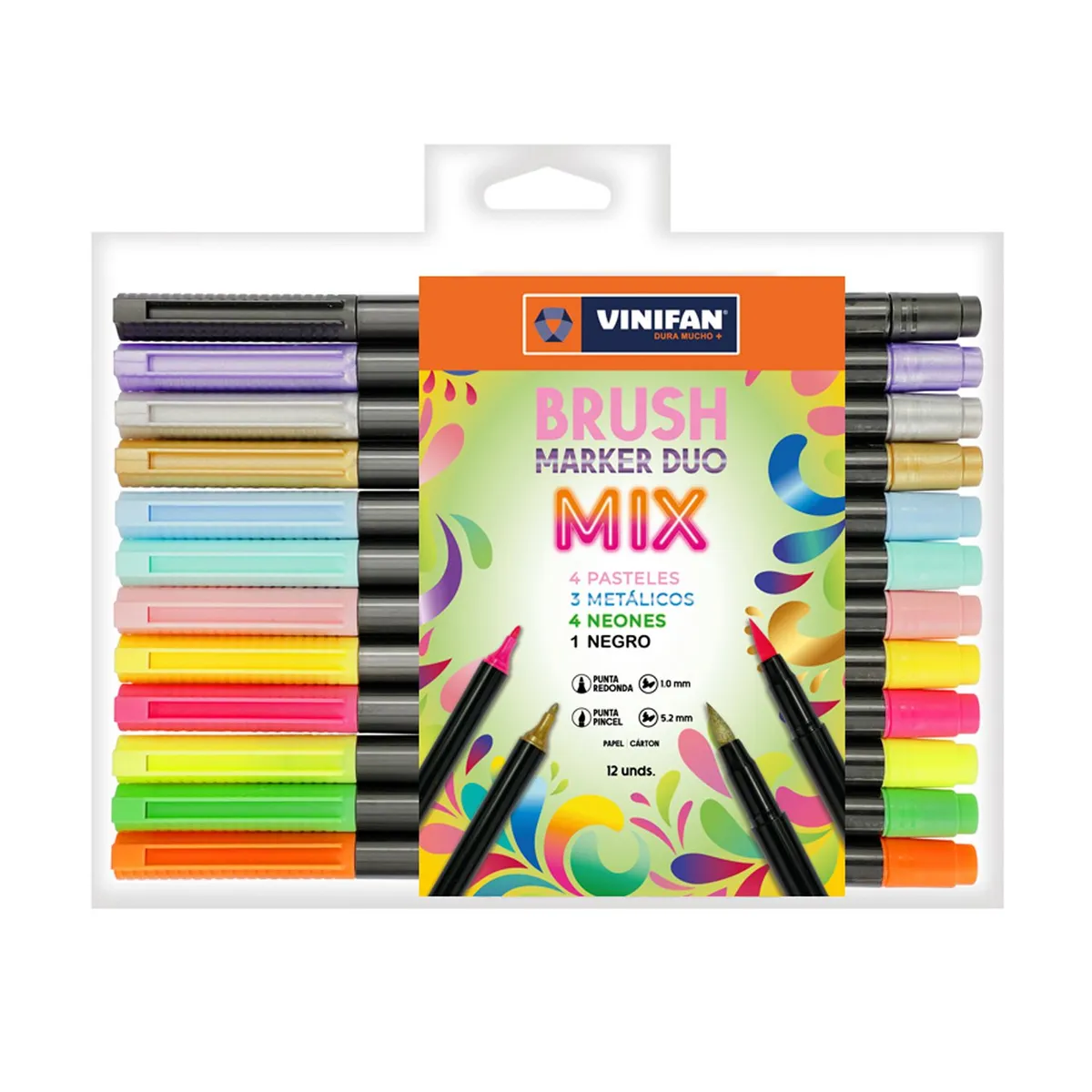 VINIFAN - Plumones Vinifan Brush Dúo Mix Estuche 12 Und