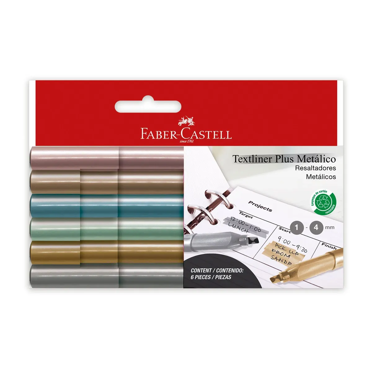 FABER CASTELL - Resaltad Textliner Plus Metal Bl Ctn X6