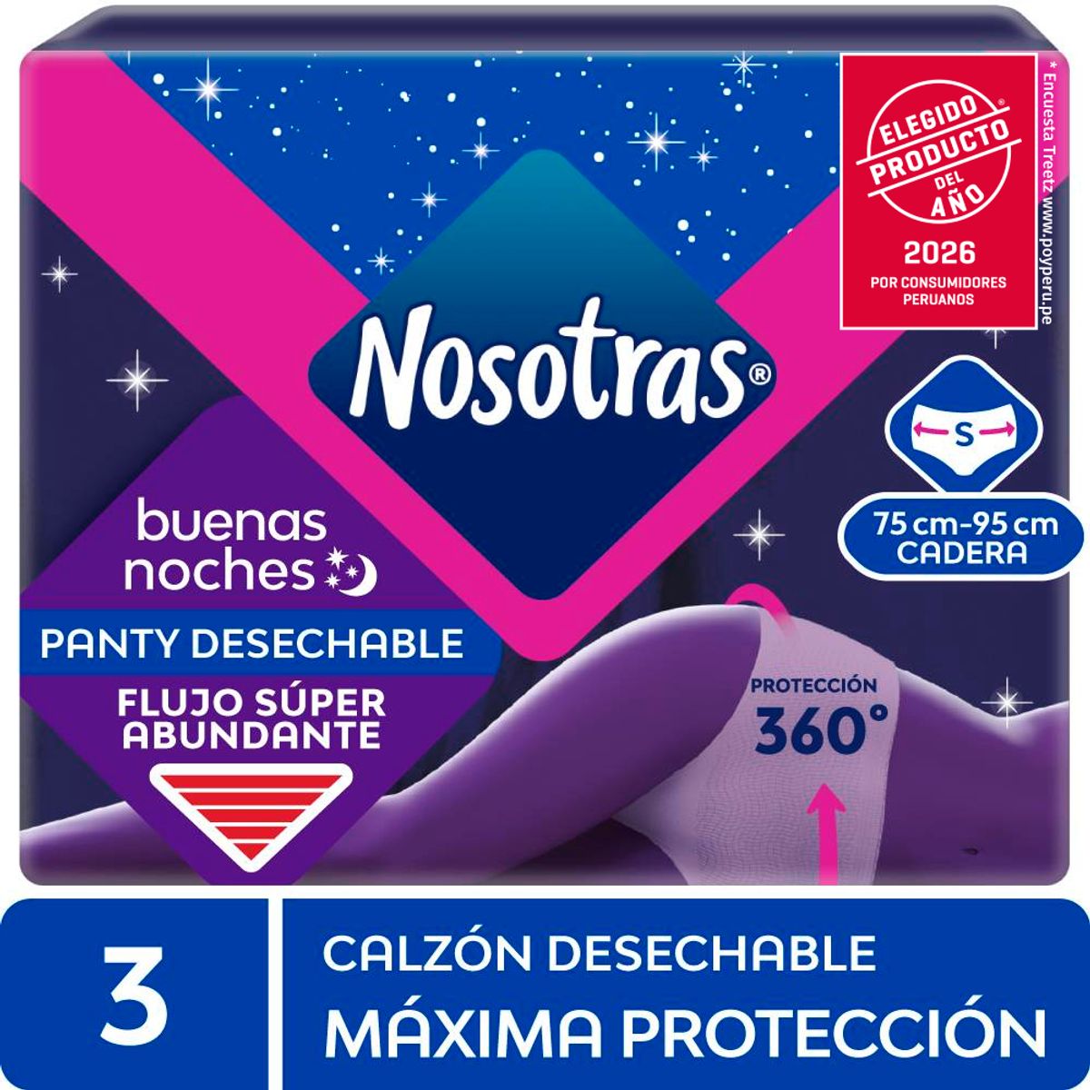 NOSOTRAS - Calzón Nocturno Nosotras Talla S Empaque 3 Und