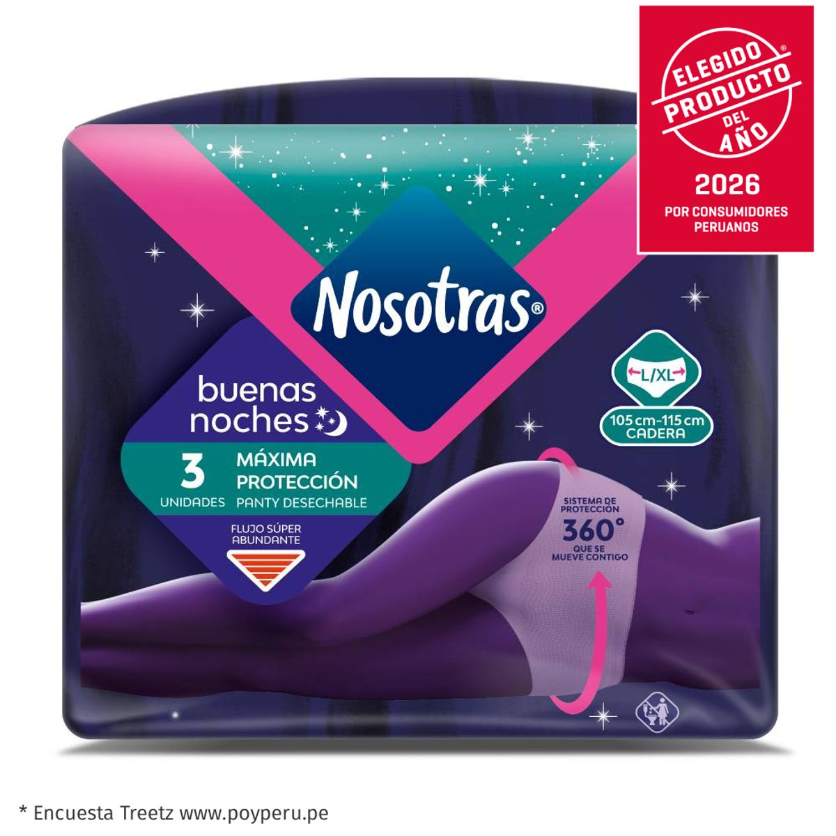 NOSOTRAS - Calzón Nocturno Nosotras Talla L Empaque 3 Und