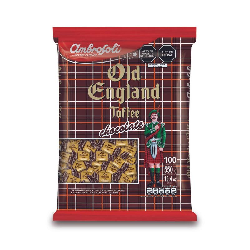 AMBROSOLI - Caramelo Blando Old England Toffee Chocolate 500 g