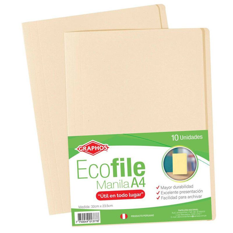 GRAPHOS - FILE MANILA A4 ECOFILE X10