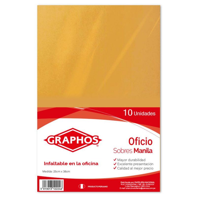 GRAPHOS - Sobre Manila Graphos Oficio 75 G Empaque 10 Und