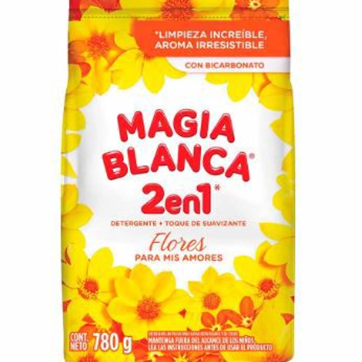 MAGIA BLANCA - Detergente en Polvo 2 en 1 Magia Blanca con Suavizante Flores Bolsa 780 g