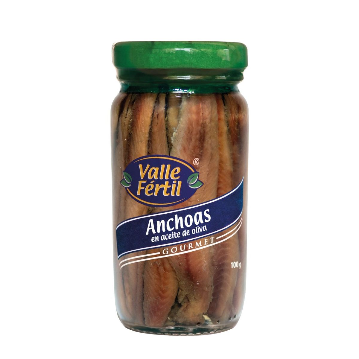 VALLE FERTIL - Filete de Anchoas Valle Fertil en Aceite de Oliva Empaque 100 g