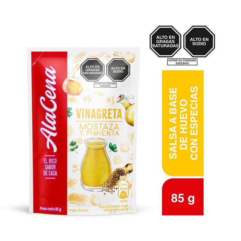 ALACENA - Salsa Vinagreta Alacena Mostaza Pimienta 85 g