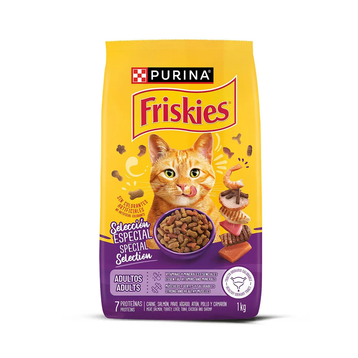 FRISKIES - Alimento Seco para Gato Friskies Adulto Selección Especial 7 Proteínas Bolsa 1 Kg