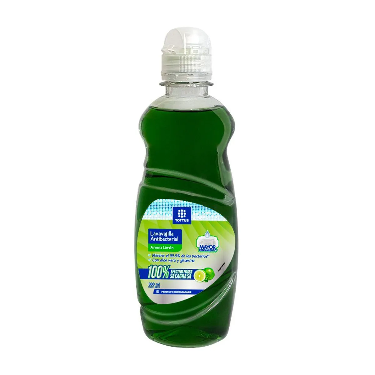 TOTTUS - Lavavajilla Líquido Antibacterial Tottus Limón Envase 300 mL