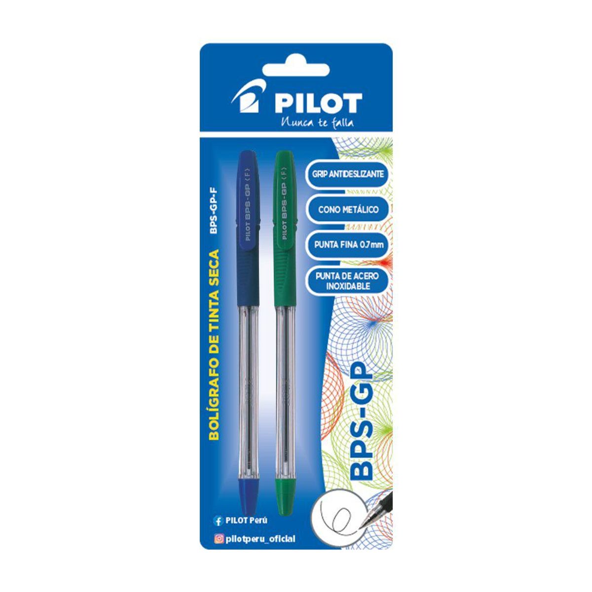 PILOT - Lapicero Pilot Tinta Seca BPS GP Azul Verde Empaque 2 Und
