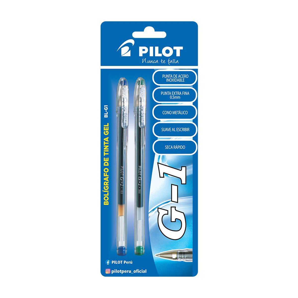 PILOT - Lapicero Pilot Tinta Gel G1 Azul Verde Empaque 2 Und