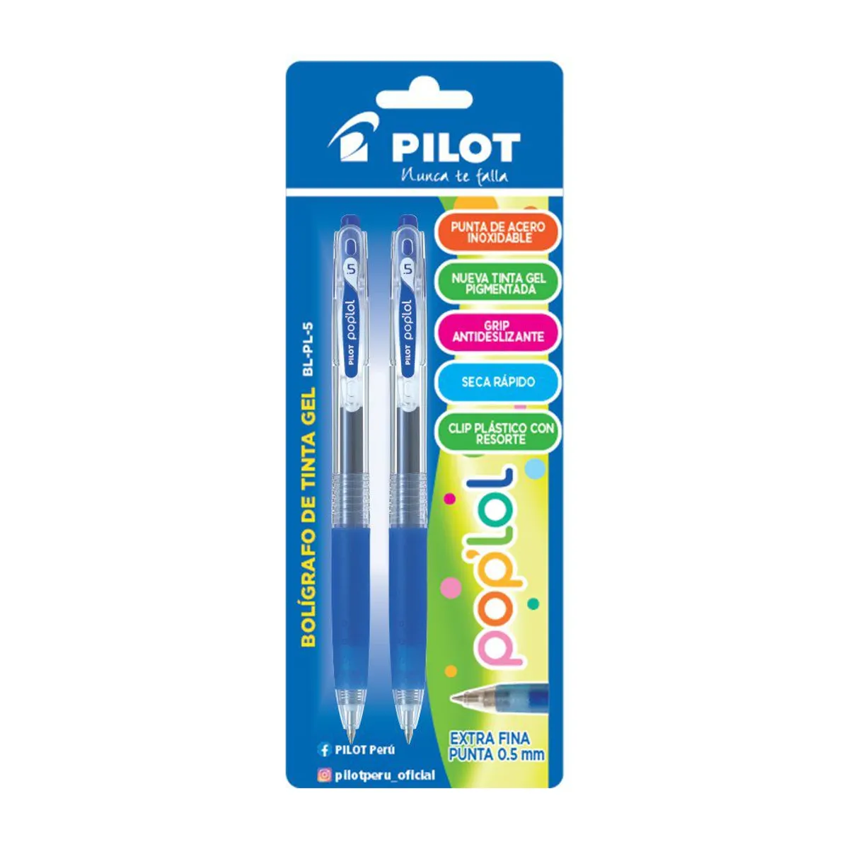 PILOT - Lapicero Pilot Tinta Gel Pop Lol Azul Empaque 2 Und