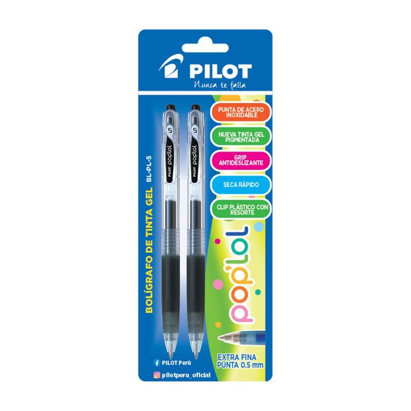 PILOT - BOLIGRAFO PILOT POPLOL BL PL5 NEGRO 2PK
