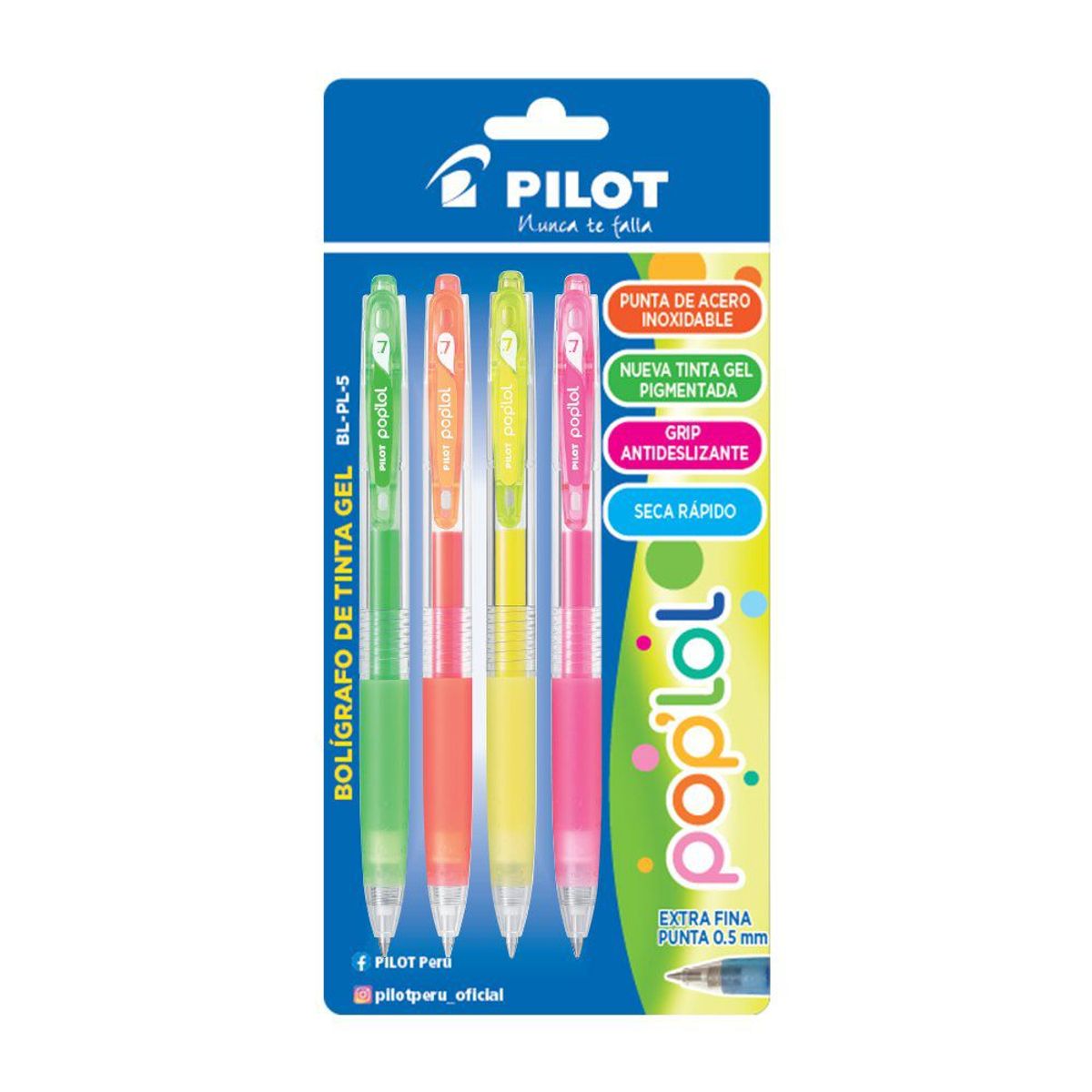 PILOT - Lapicero Pilot Tinta Gel BL LP 7 Pop Lol Neón Empaque 4 Und
