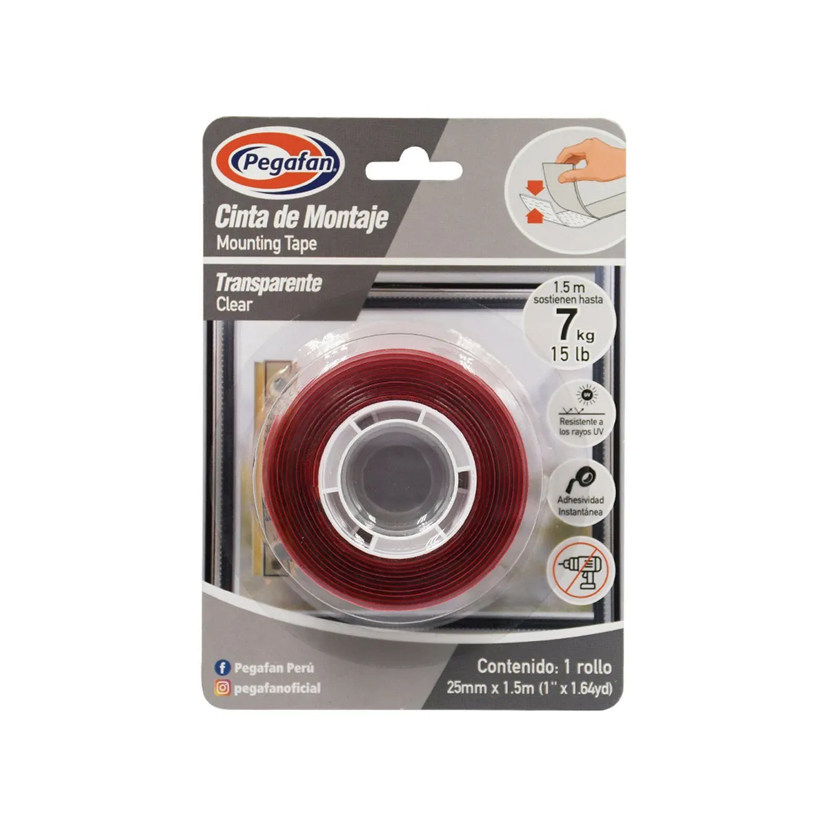 PILOT - Cinta Pegafan Montaje Transparente 25mm x 1.5m