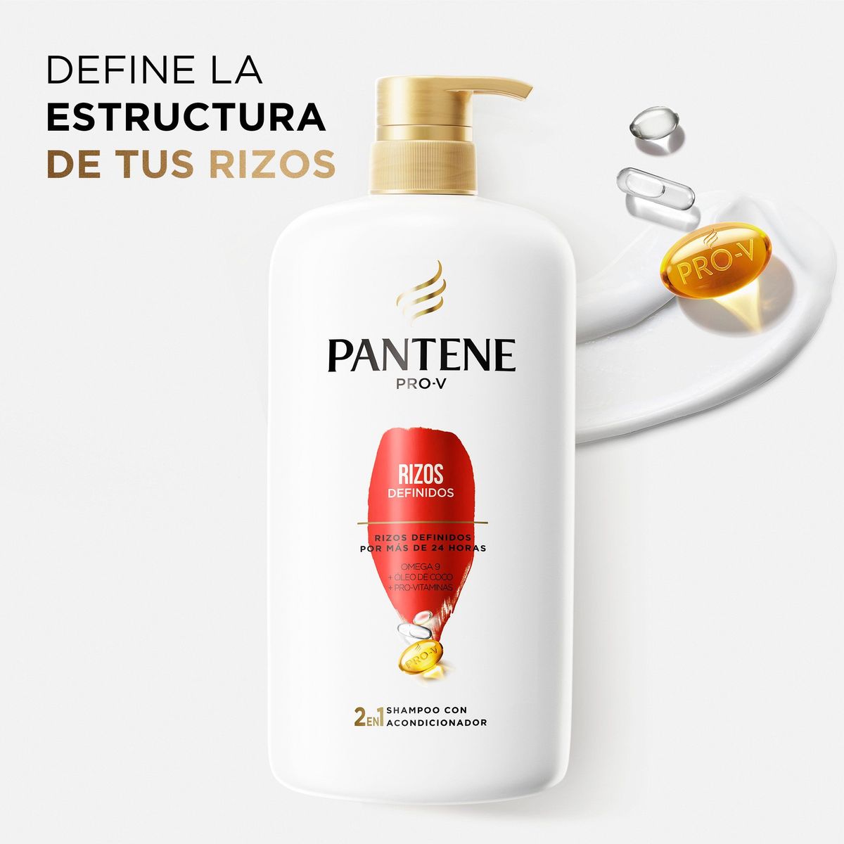 PANTENE - Shampoo 2 en 1 Pantene Rizos Definidos Botella 1 L