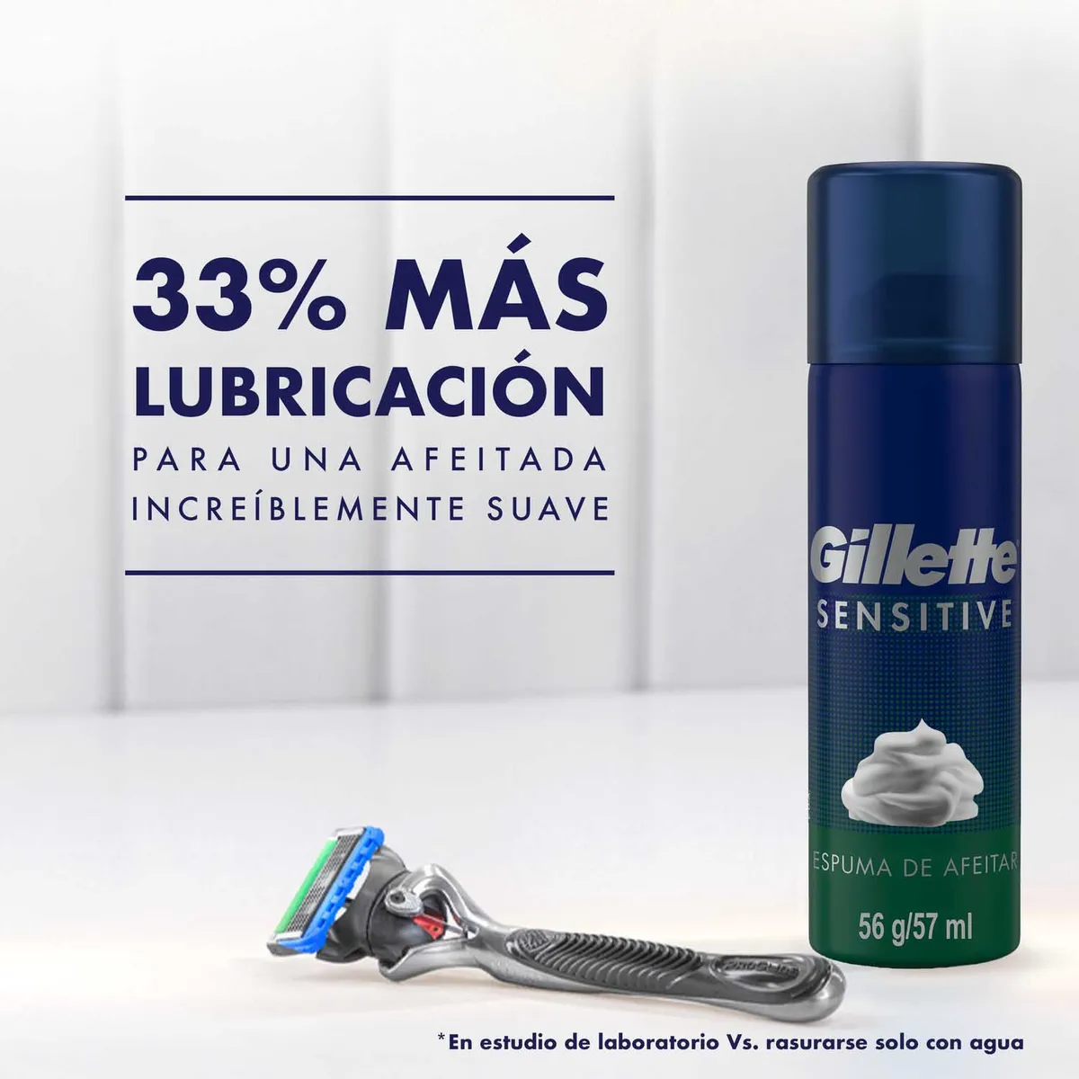 GILLETTE - Espuma De Afeitar Gillette Sensitive Para Piel Sensible Lata 57 mL