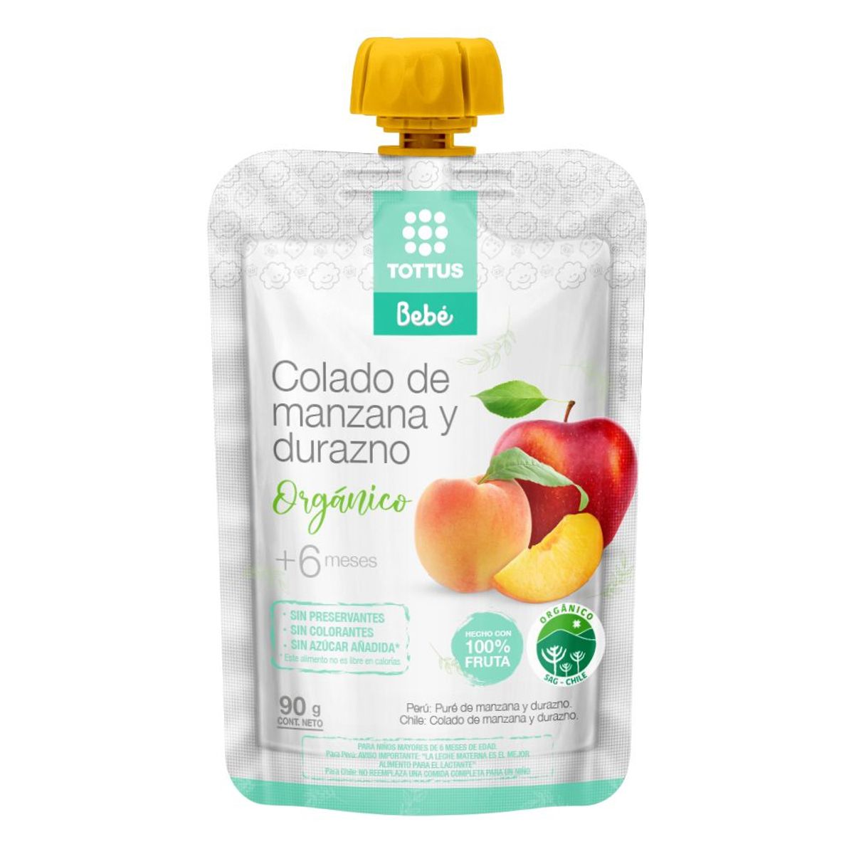 TOTTUS BEBE - Colado de Manzana y Durazno Tottus Bebé Doypack 90 g