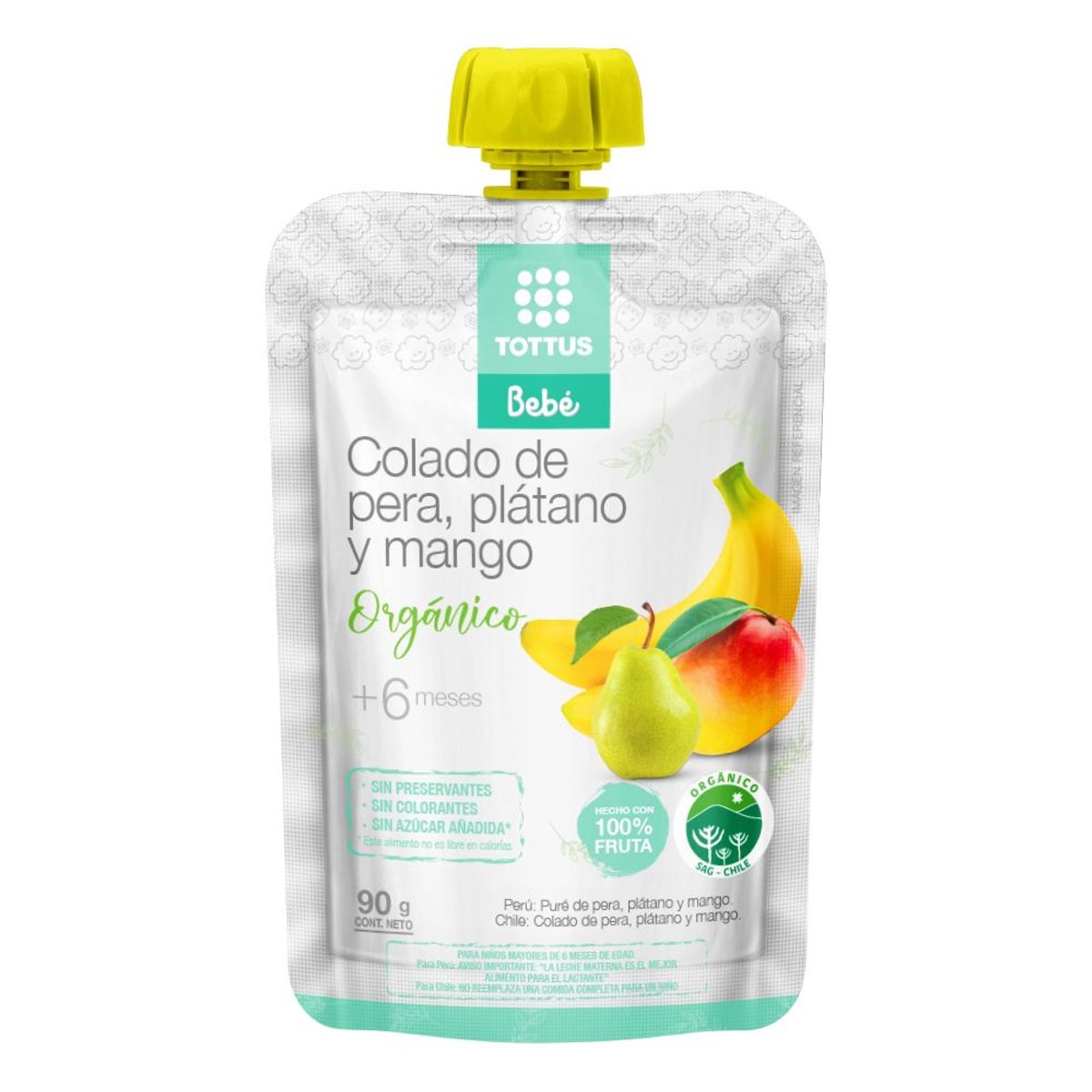 TOTTUS BEBE - Colado de Pera Plátano y Mango Tottus Bebé Doypack 90 g