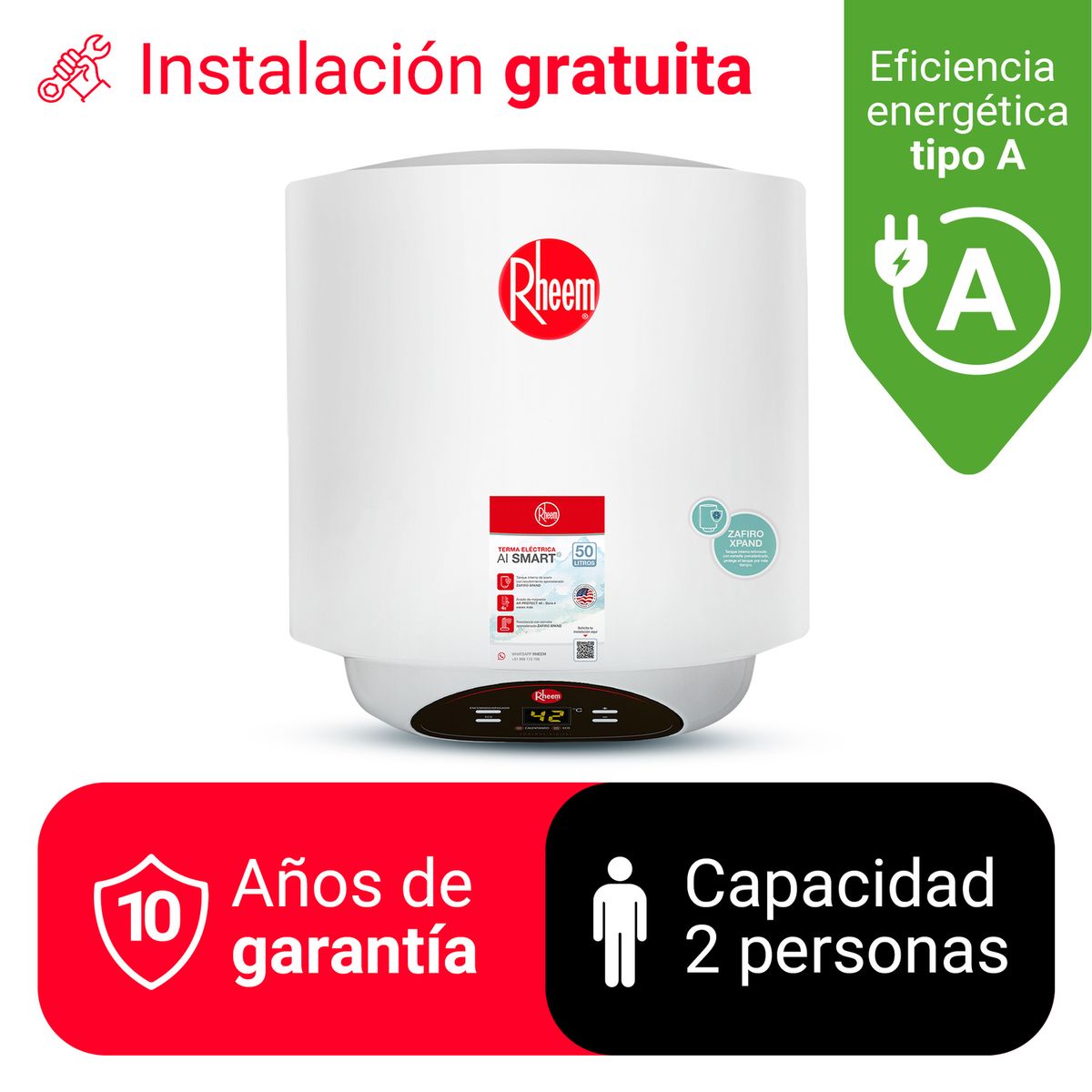 RHEEM - Terma Eléctrica 50L Rheem AI Smart
