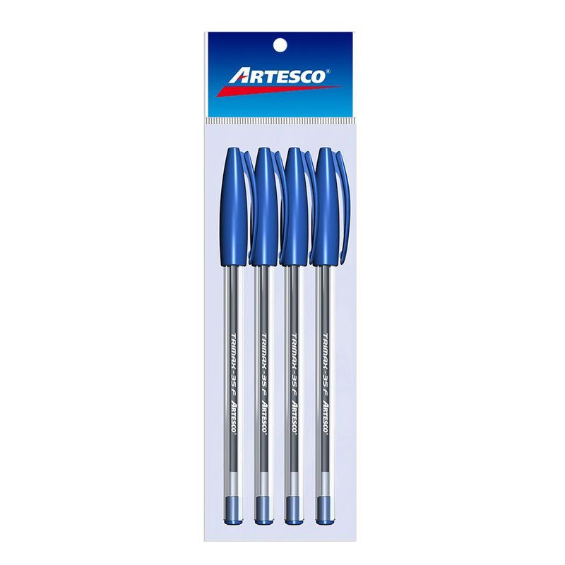 ARTESCO - Bolígrafo Trimax 35 F Azul X4 Pz