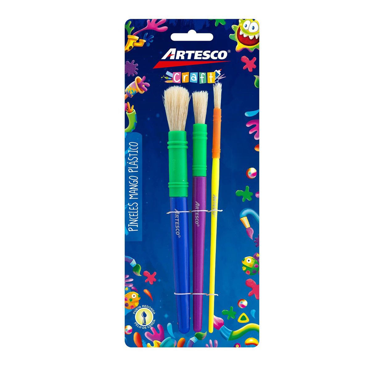 ARTESCO - Pinceles Artesco Mango De Plástico Empaque 3 Und