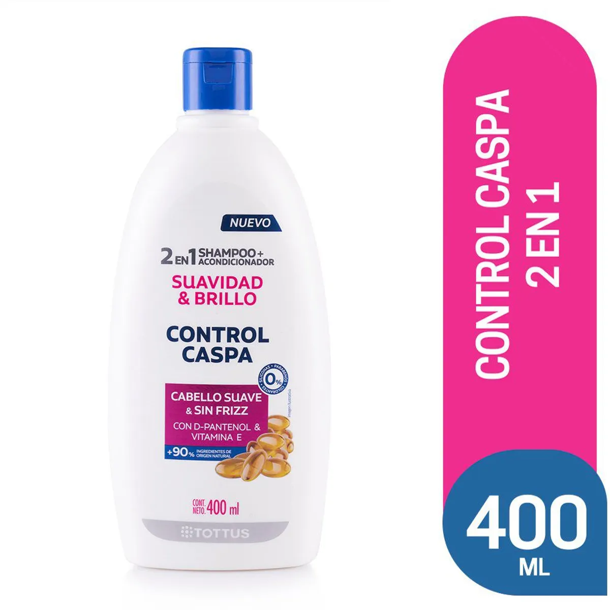 TOTTUS - Shampoo 2 en 1 Tottus Control Caspa Suavidad Total Envase 400 mL