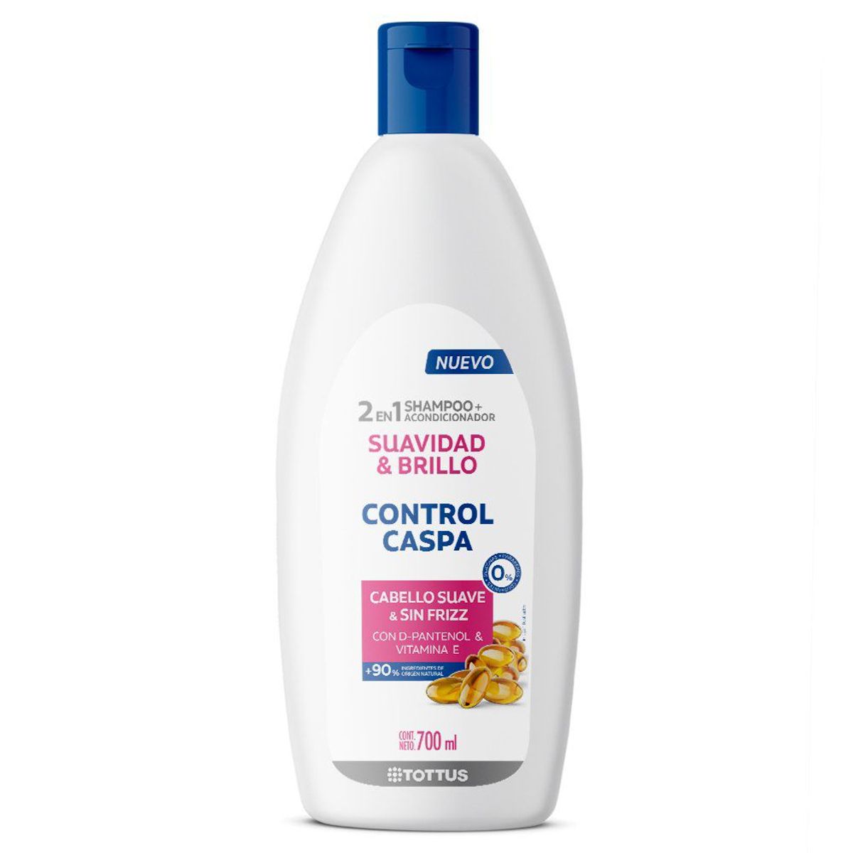TOTTUS - Shampoo 2 en 1 Tottus Control Caspa Suavidad Total Envase 700 mL