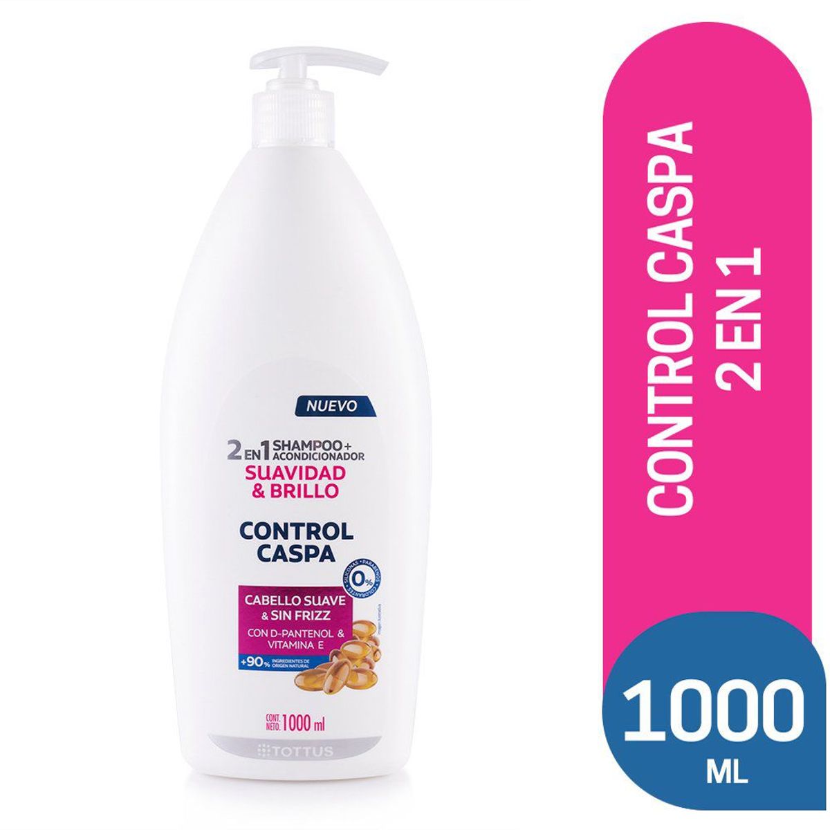 TOTTUS - Shampoo 2 en 1 Tottus Control Caspa Suavidad Total Envase 1 L