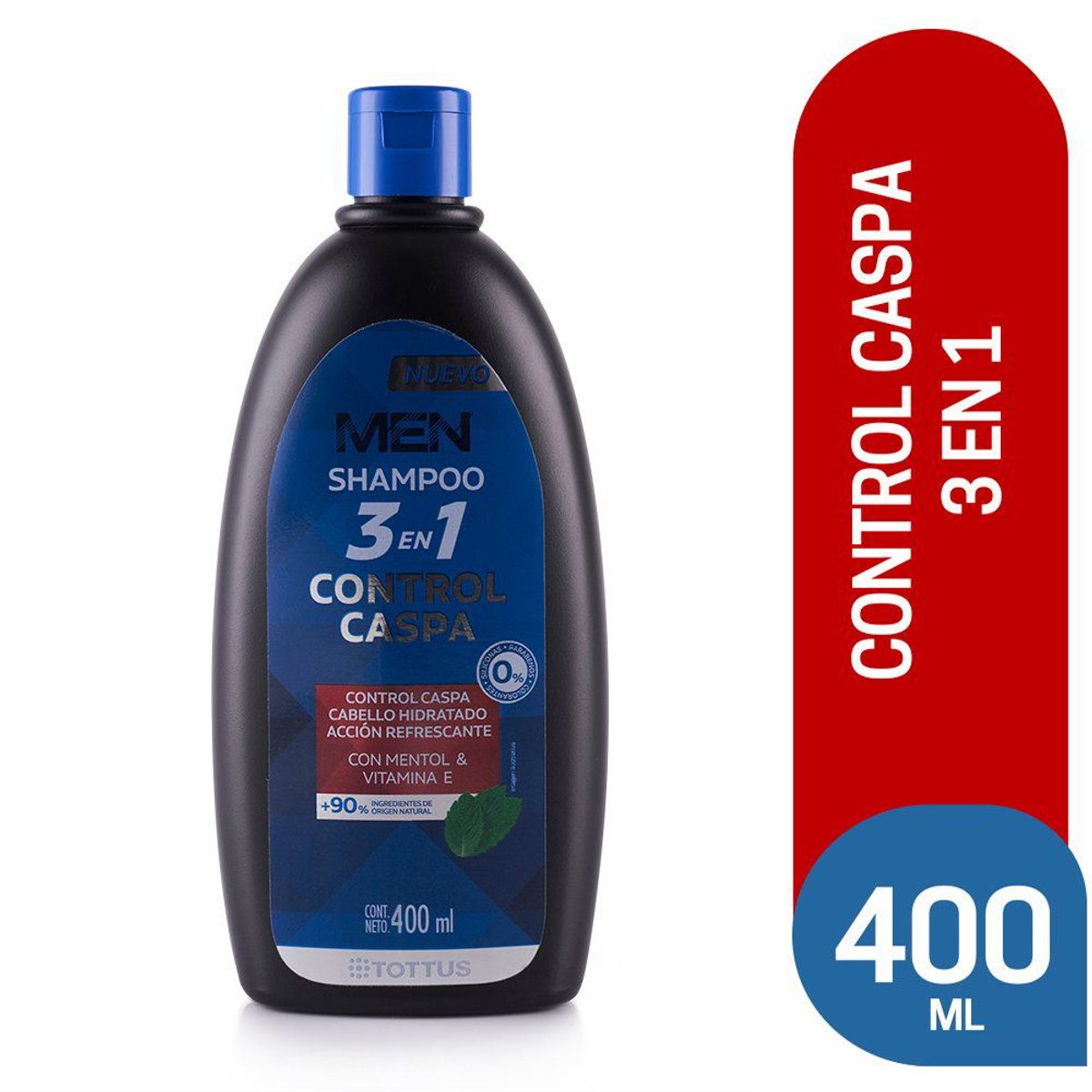 TOTTUS - Shampoo 3 en 1 Tottus Men Control Caspa Envase 400 mL