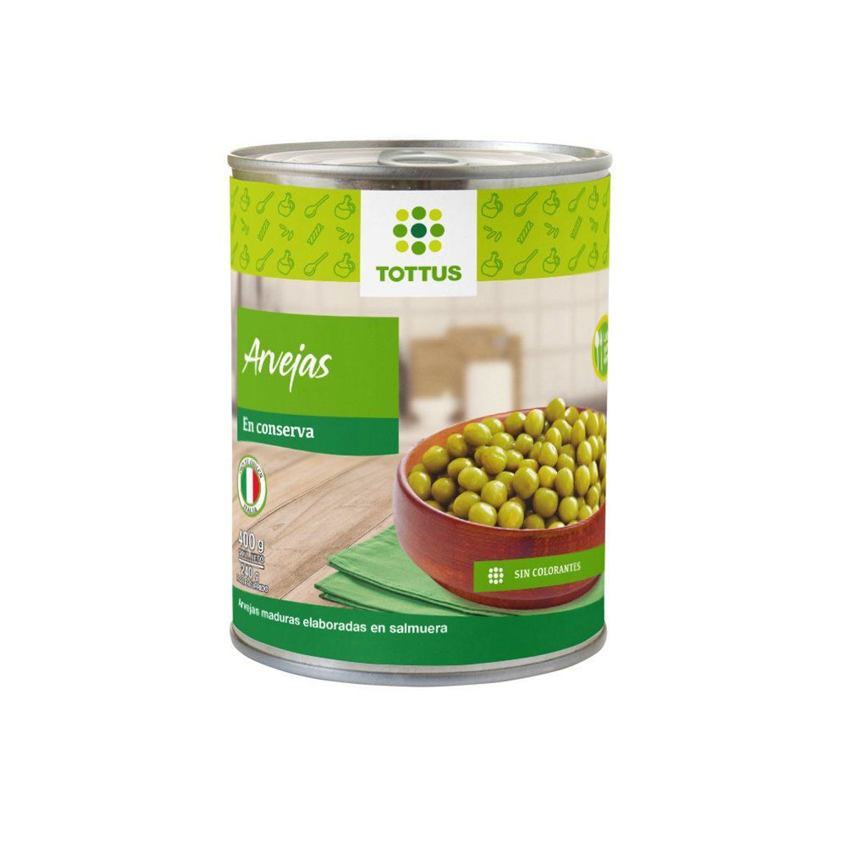 TOTTUS - Conserva de Arvejas en Salmuera 400g