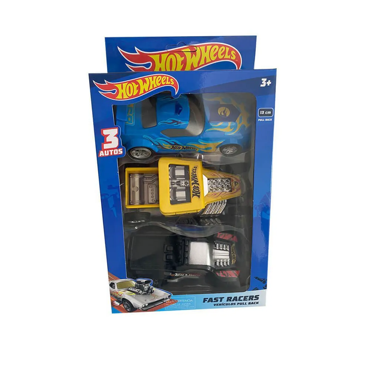 HOT WHEELS - Auto Pull Bacl Hot Wheels 13 cm Pack x3